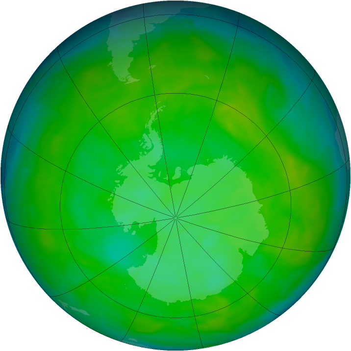 Antarctic ozone map for 13 December 2012